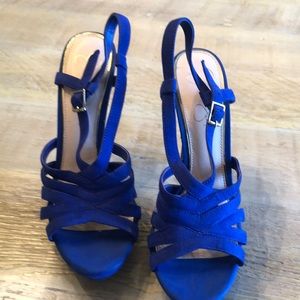 Jessica Simpson royal blue suede platform heels
